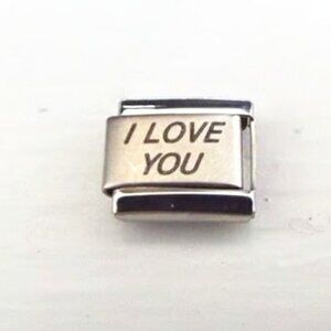 I Love You laser 9mm stainless steel italian charm bracelet link new